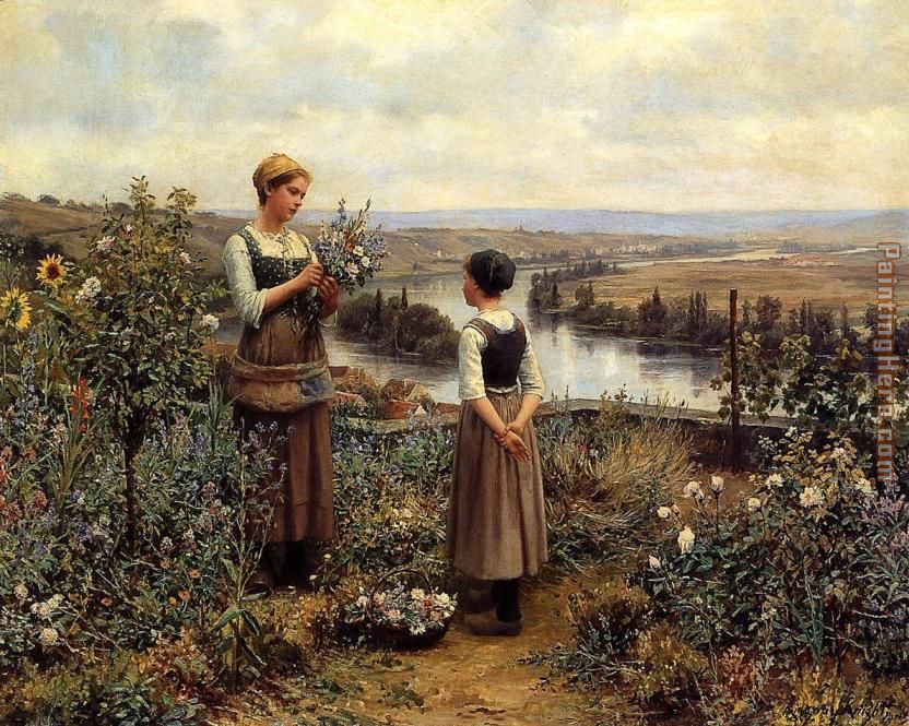 Knight Picking Flowers painting - Daniel Ridgway Knight Knight Picking Flowers art painting